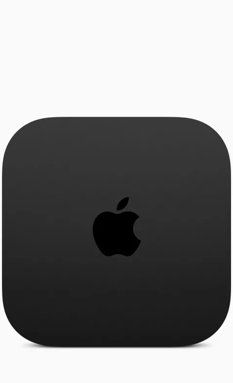 黑色 Apple TV 4K 機身正面，機面有 Apple 標誌