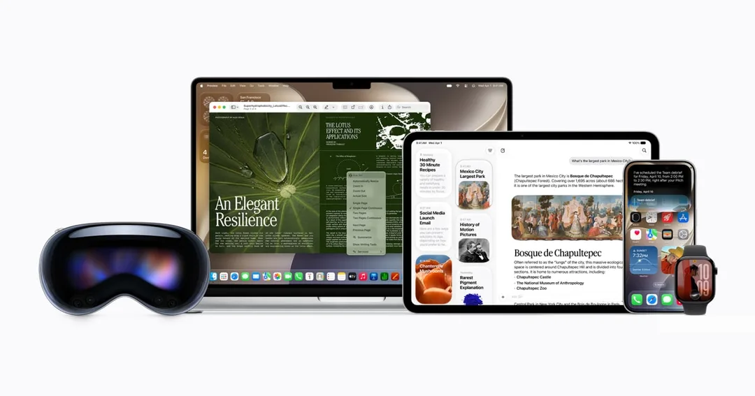 Apple 展示 Siri AI 橫跨多款裝置運作嘅官方圖片