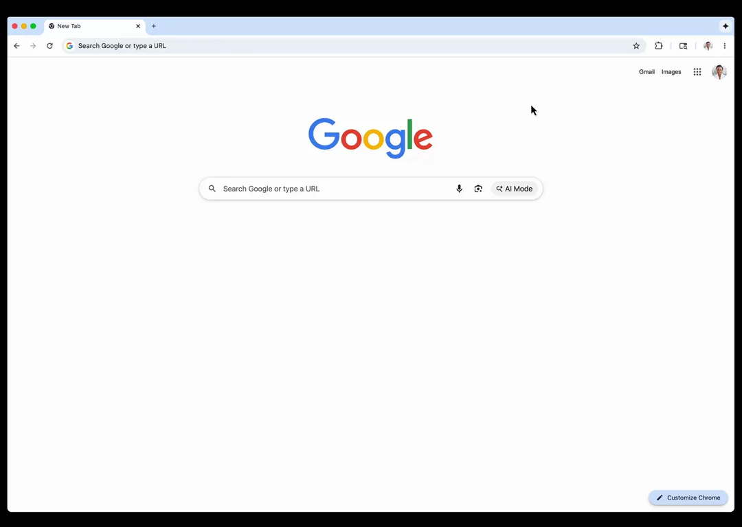 Chrome 右上角開啟 Gemini 側欄嘅官方示範動畫