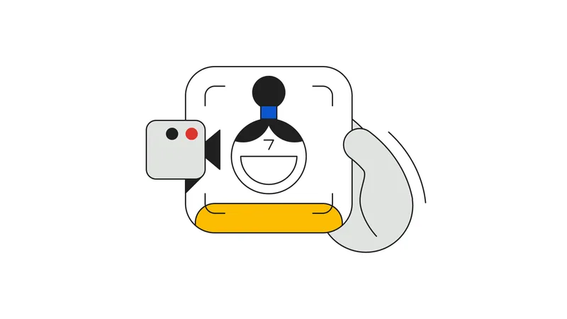 Google 官方自拍影片復原功能插圖，畫面有人面取景框同攝錄鏡頭