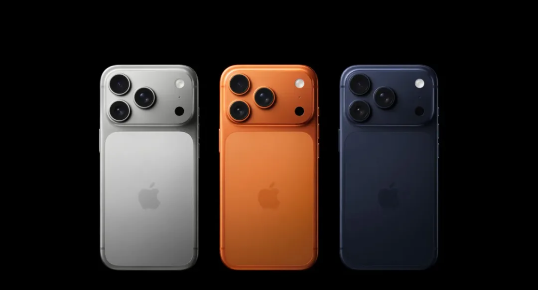 iPhone 17 Pro 三款顏色背面,顯示相機模組同鋁合金機身