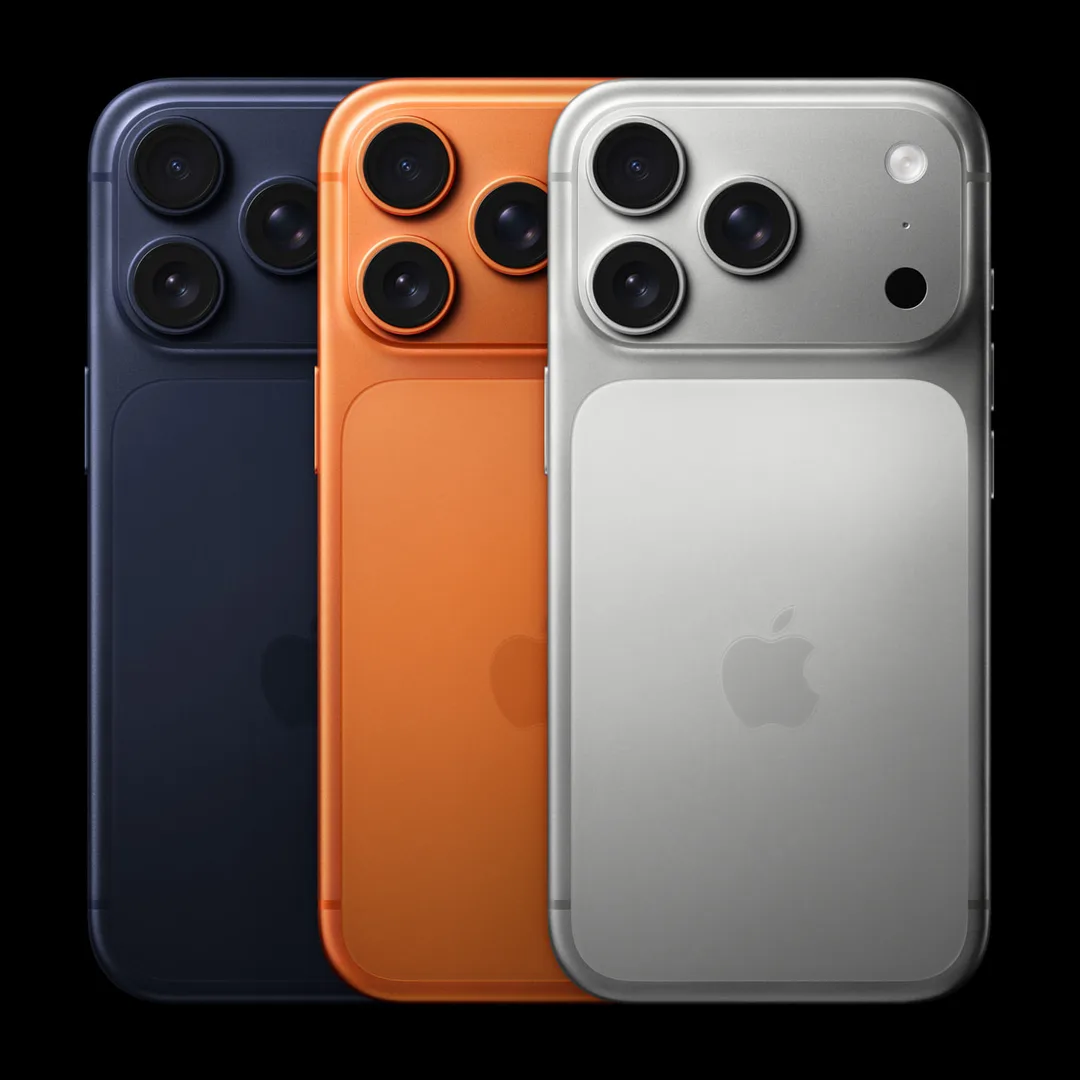 iPhone 17 Pro 三款官方顏色並排展示,圖片並非傳聞中嘅 iPhone 18 Pro