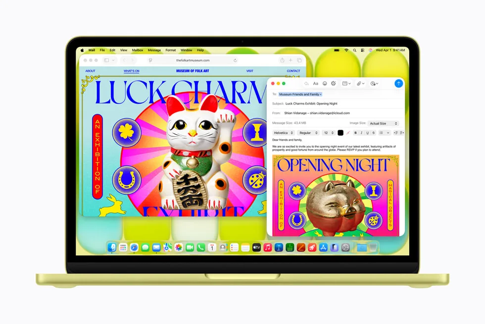 MacBook Neo 同時開住網頁同電郵，展示多工使用畫面