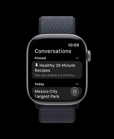 Apple Watch 上嘅 Siri app 對話列表畫面