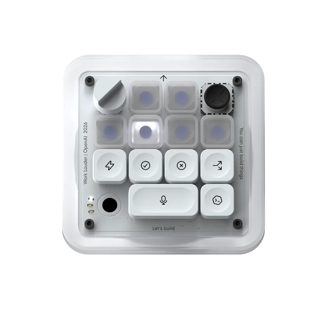 白色背景下展示 Codex Micro 按鍵、旋鈕同 joystick 配置