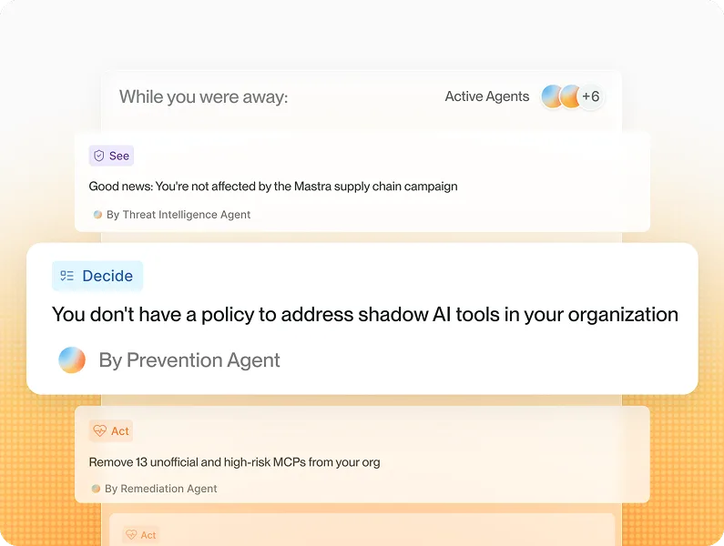 Glow 官方示意圖顯示平台發現 shadow AI 政策缺口同移除高風險 MCP