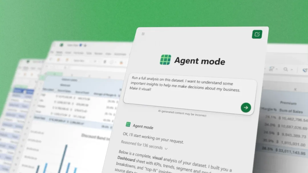 Microsoft 365 Copilot 入面 Agent Mode 喺 Excel 做數據分析嘅示意畫面