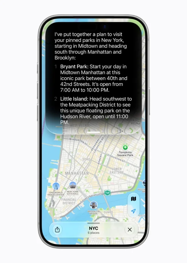 iPhone 畫面展示 Siri AI 運用個人情境回答問題
