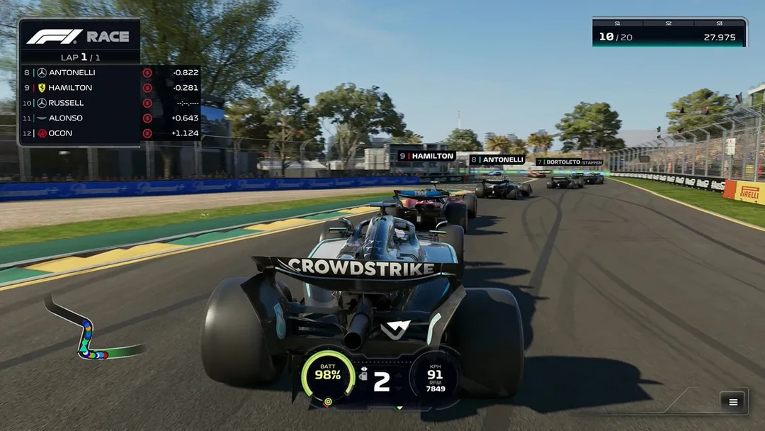F1 25 賽車遊戲畫面，AMD 用嚟介紹 FSR Frame Generation