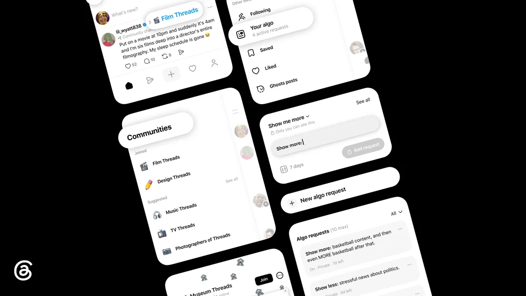Meta 官方 Threads 5 億月活文章配圖,畫面用 Threads 介面元素襯托社群功能