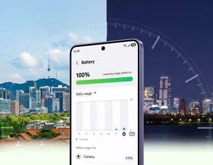 紫色 Galaxy S26 Ultra 顯示電池設定畫面，作為現有 5,000mAh 旗艦規格參考