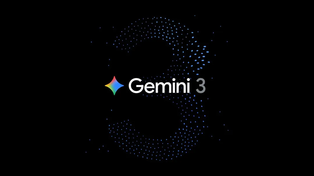 Google 官方 Gemini 3 宣傳圖，用藍色光點砌成數字 3