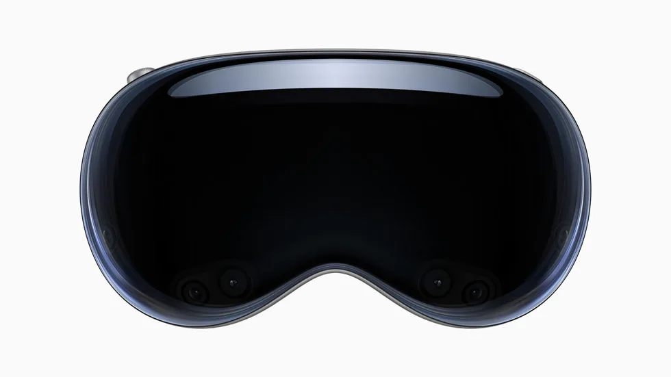 Apple Vision Pro 正面產品相，見到玻璃面罩同頭帶