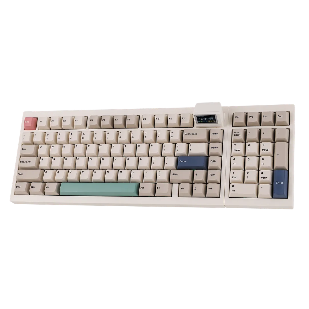 Epomaker RT98 右邊 numpad 版本,白色復古鍵帽同迷你屏幕