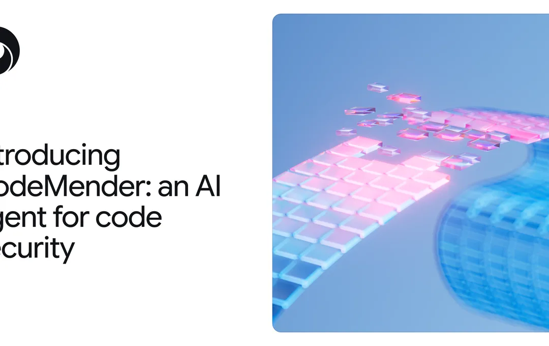 CodeMender 修補軟件漏洞嘅抽象概念圖,粉紅色斷裂 code 路徑接回藍色安全路徑