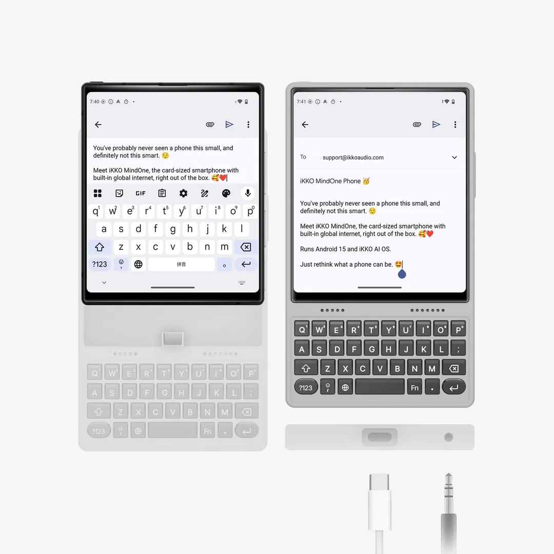 MindOne Pro 配 QWERTY Snap-in Case,同螢幕鍵盤作對比