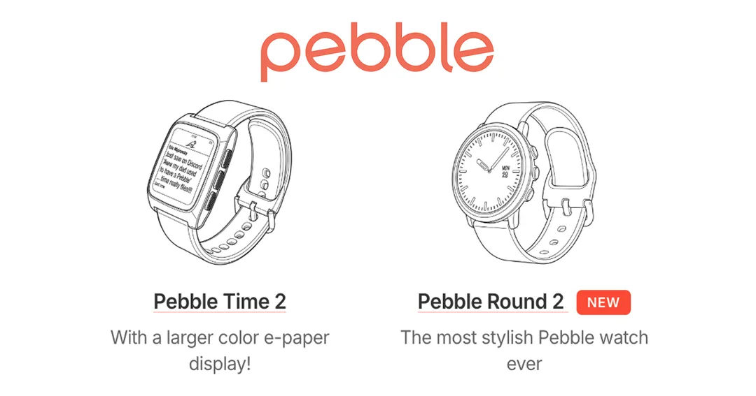Pebble Round 2 官方產品圖,多款錶身顏色並排展示