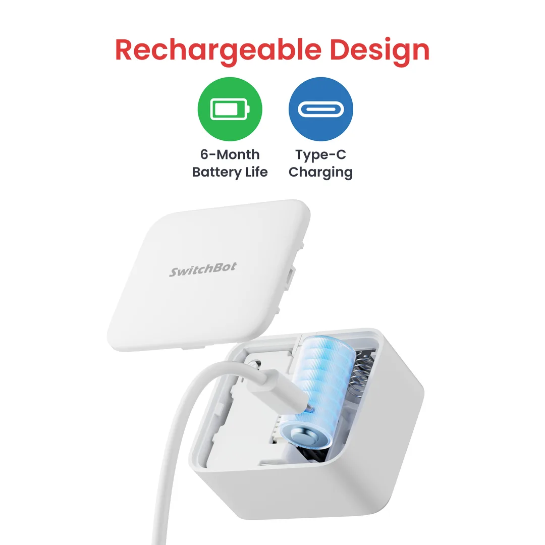 SwitchBot Bot Rechargeable 展示用膠貼裝喺開關旁邊