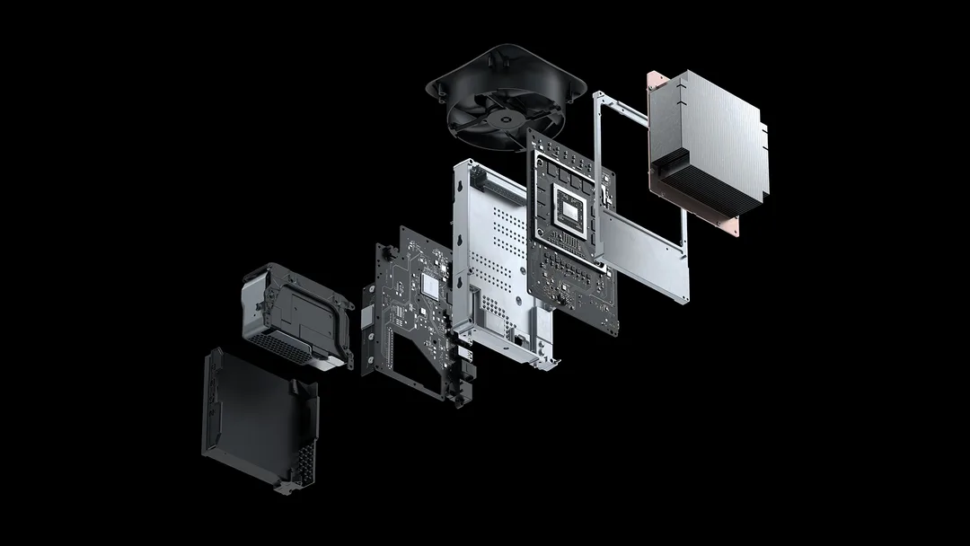 Xbox Series X 主機同手掣擺喺枱面嘅官方產品相