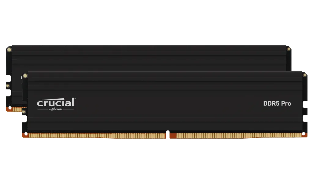 兩條黑色 Crucial Pro DDR5 桌面電腦 RAM 套裝