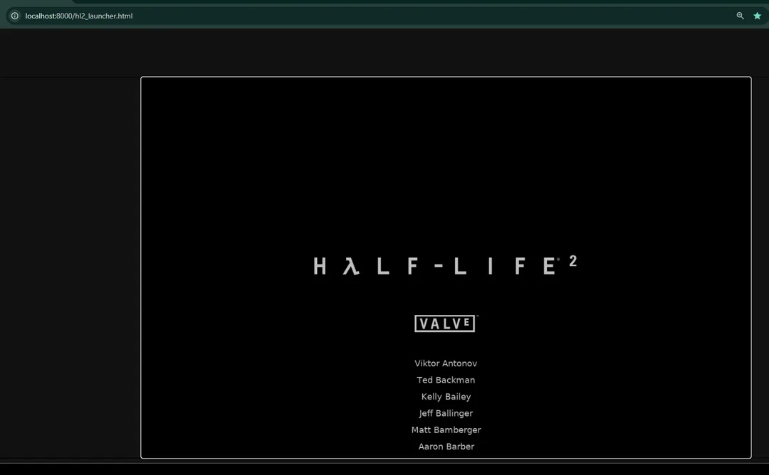 Half-Life 2 browser port 跑到 credits 嘅截圖