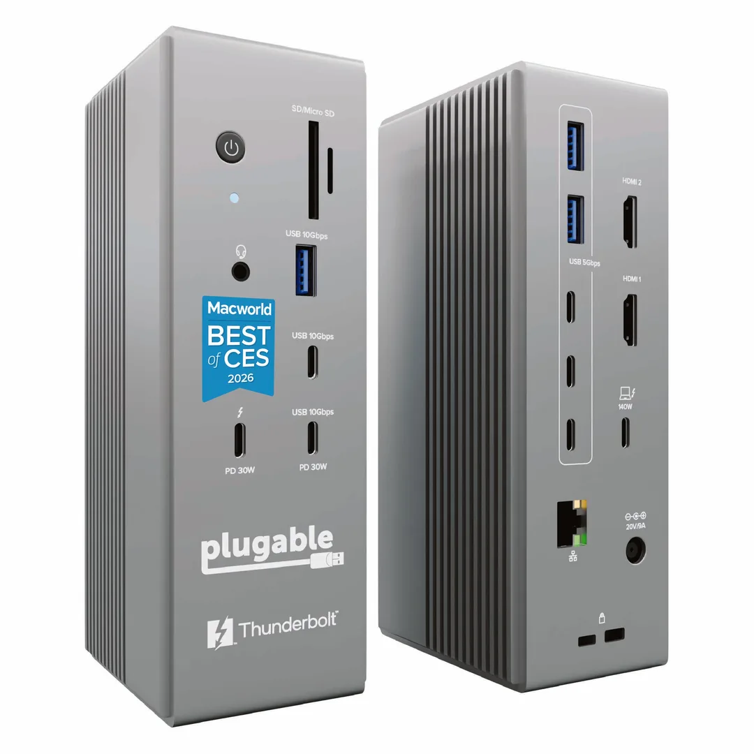 Plugable TBT-UDH2 雙 HDMI Thunderbolt 5 dock 官方產品圖
