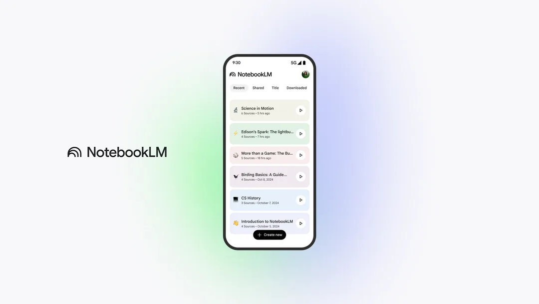 NotebookLM app 喺手機上顯示嘅官方配圖