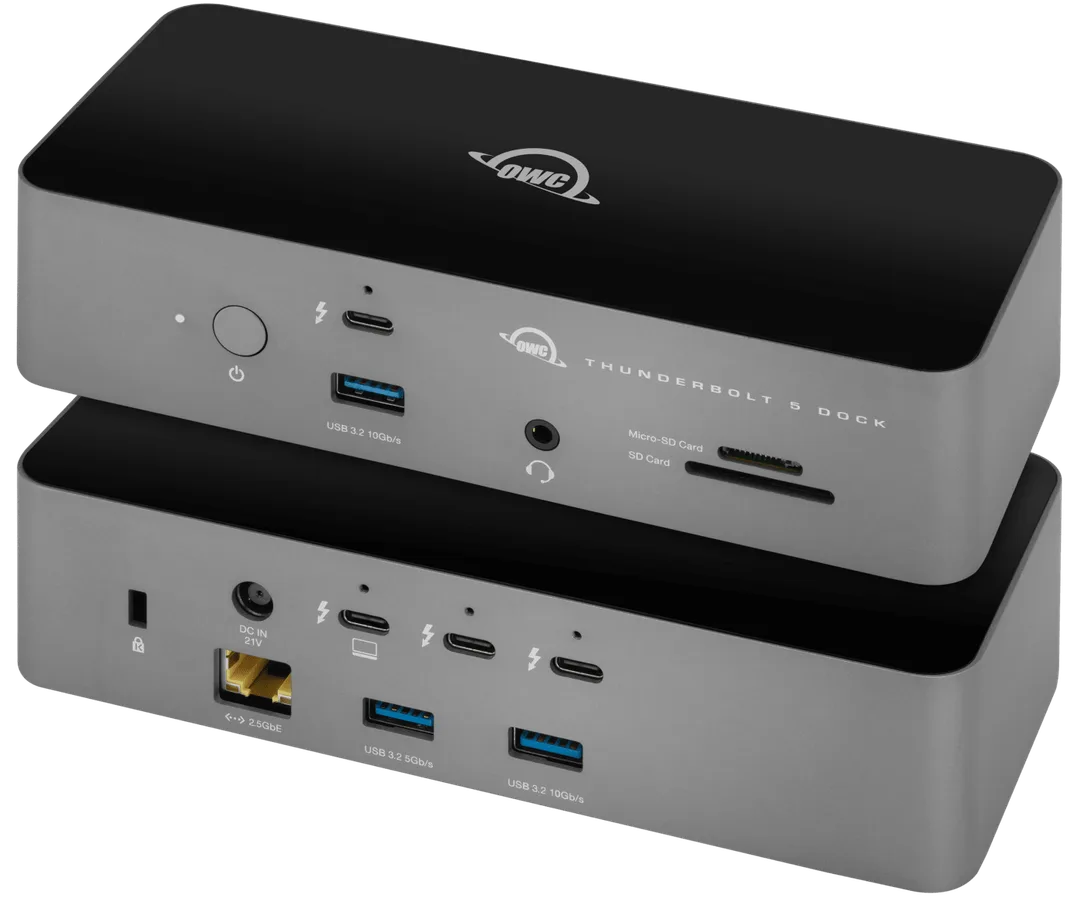 OWC Thunderbolt 5 Dock 前後接口官方產品圖