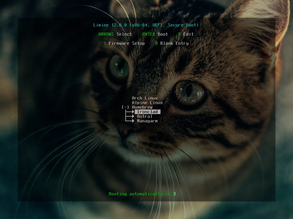 Limine bootloader 官方開機選單畫面