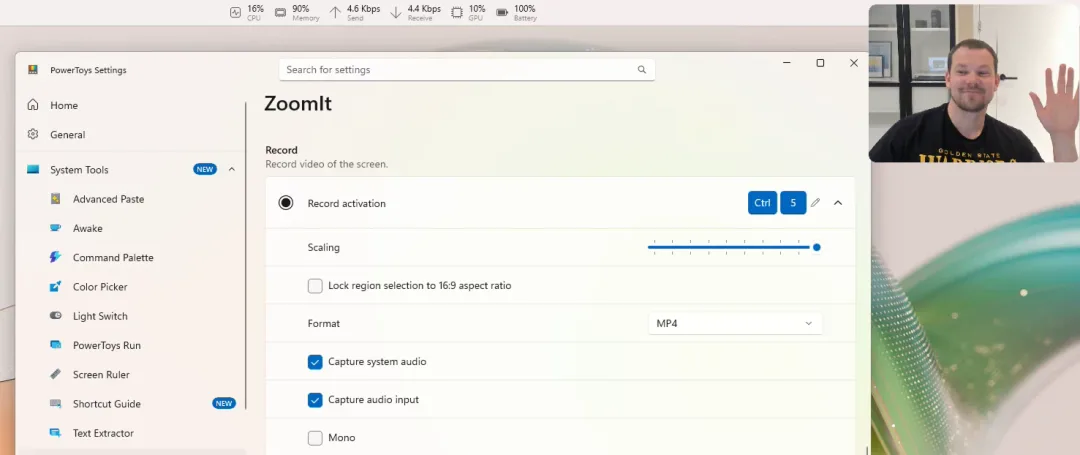 ZoomIt 錄影設定同 webcam overlay 示範畫面