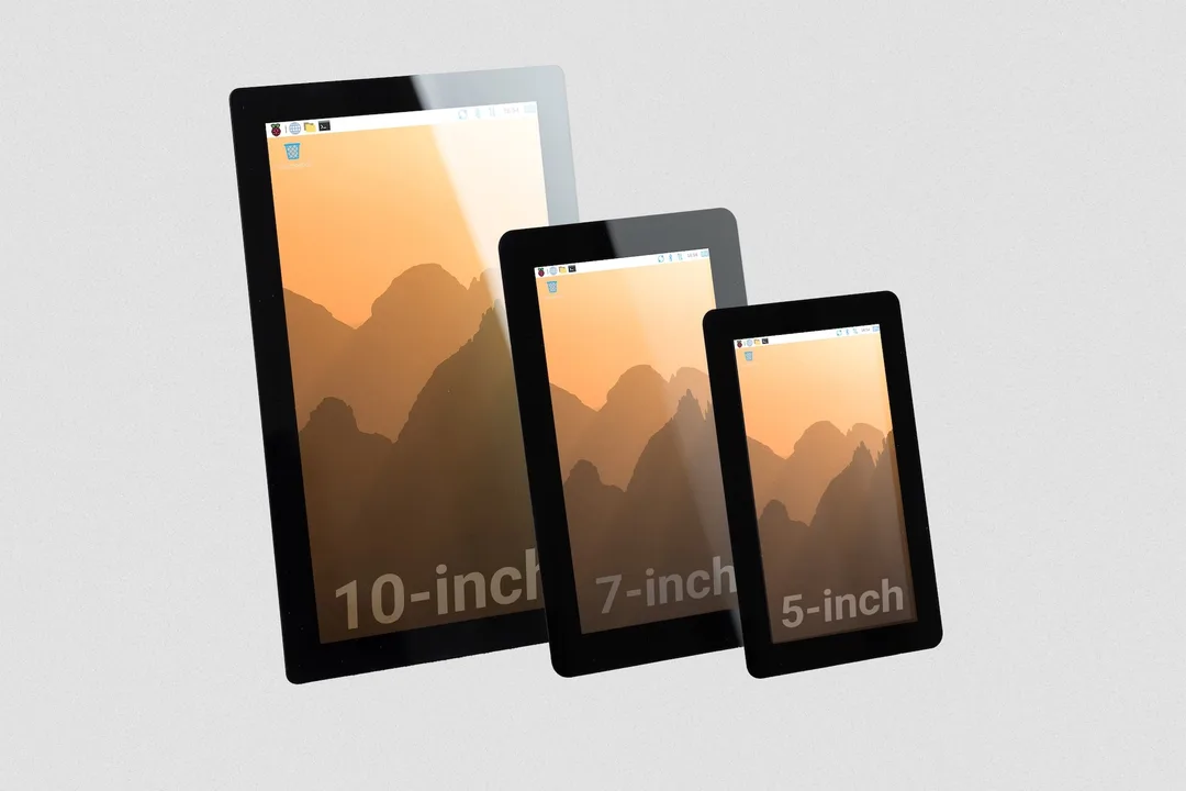 Raspberry Pi Touch Display 2 三款尺寸並排展示