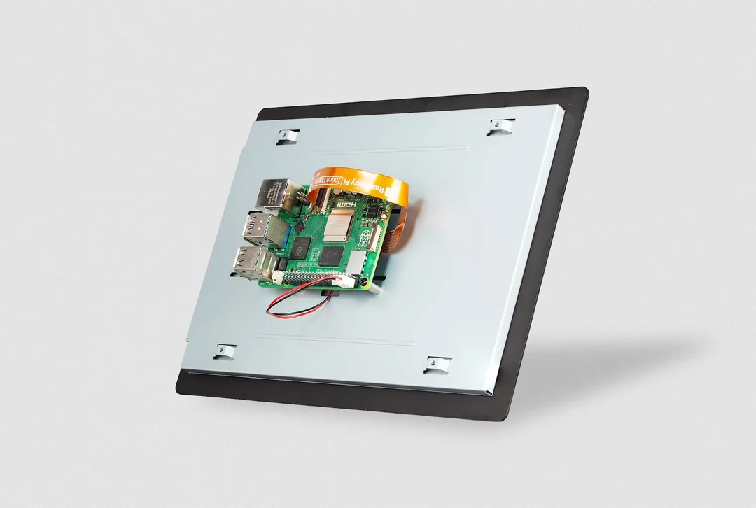 10 吋 Touch Display 2 背面連接 Raspberry Pi 嘅線材同安裝位置
