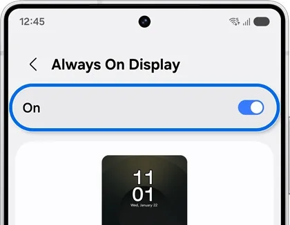 Galaxy 手機 Always On Display 開關設定畫面