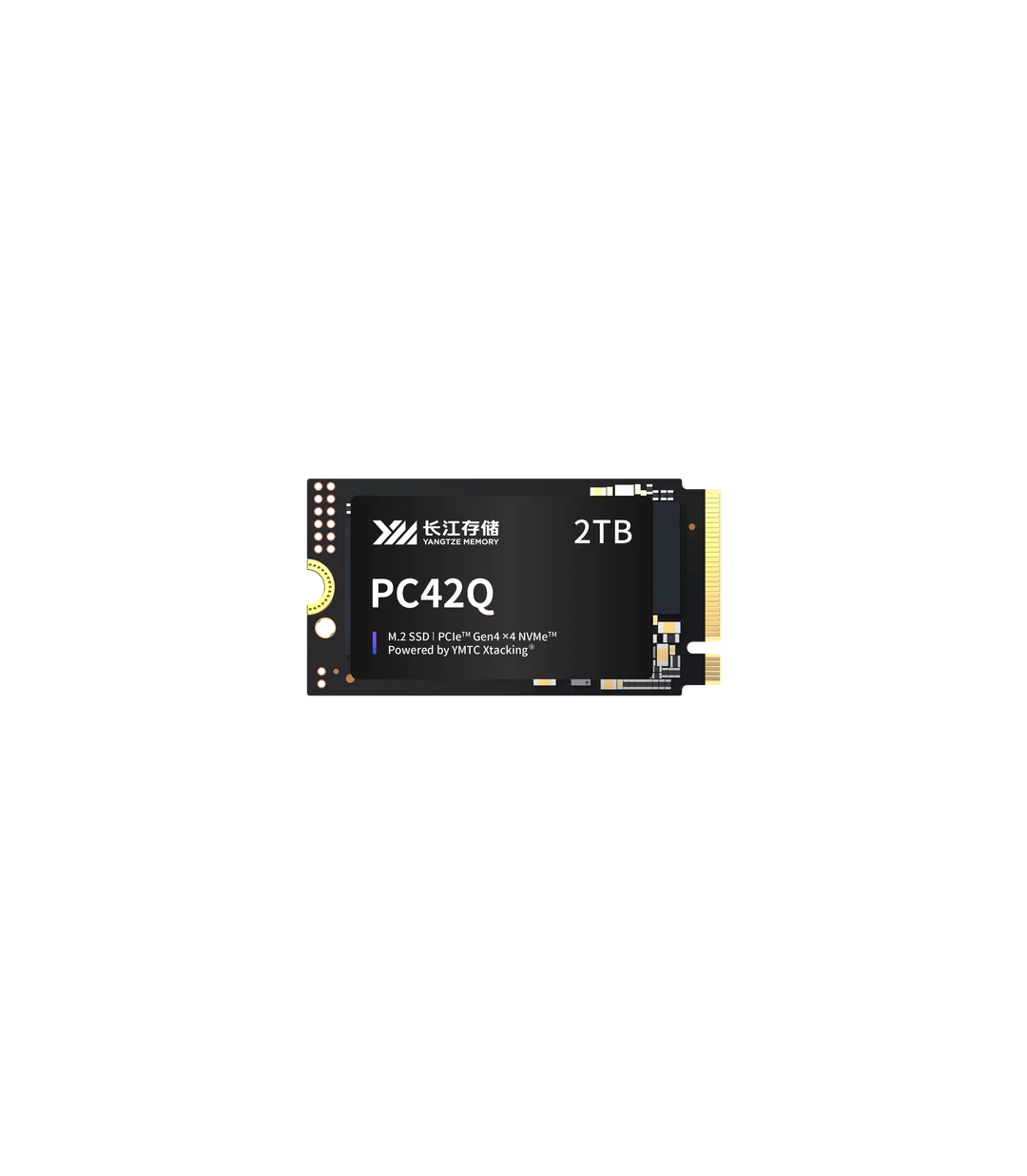 YMTC PC42Q M.2 2242 SSD 官方系列產品圖;圖中係 2TB 版本,Notebookcheck 評測機用 512GB 型號