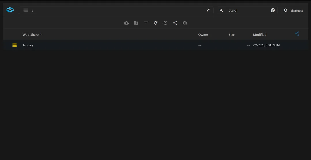 TrueNAS WebShare 主頁,喺瀏覽器入面睇 NAS share 檔案