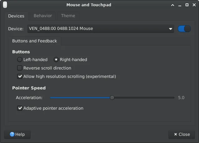 Xfce 4.20 滑鼠設定畫面,輸入設定係 Wayland 轉換入面要補齊嘅位