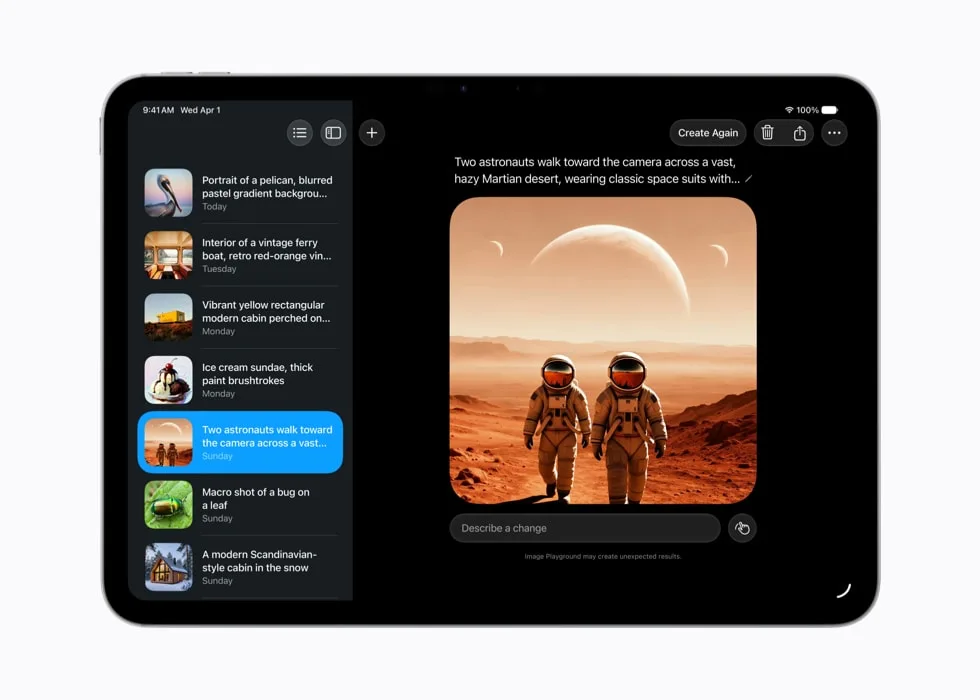 iPad 顯示新版 Image Playground 圖像生成功能