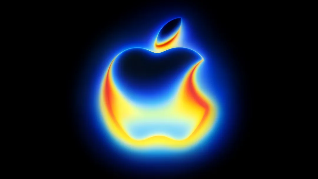 Apple 2025 年秋季發布會嘅彩色發光蘋果邀請圖案