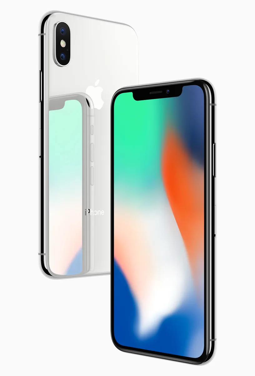 銀色同太空灰 iPhone X 正面及玻璃背面官方產品圖