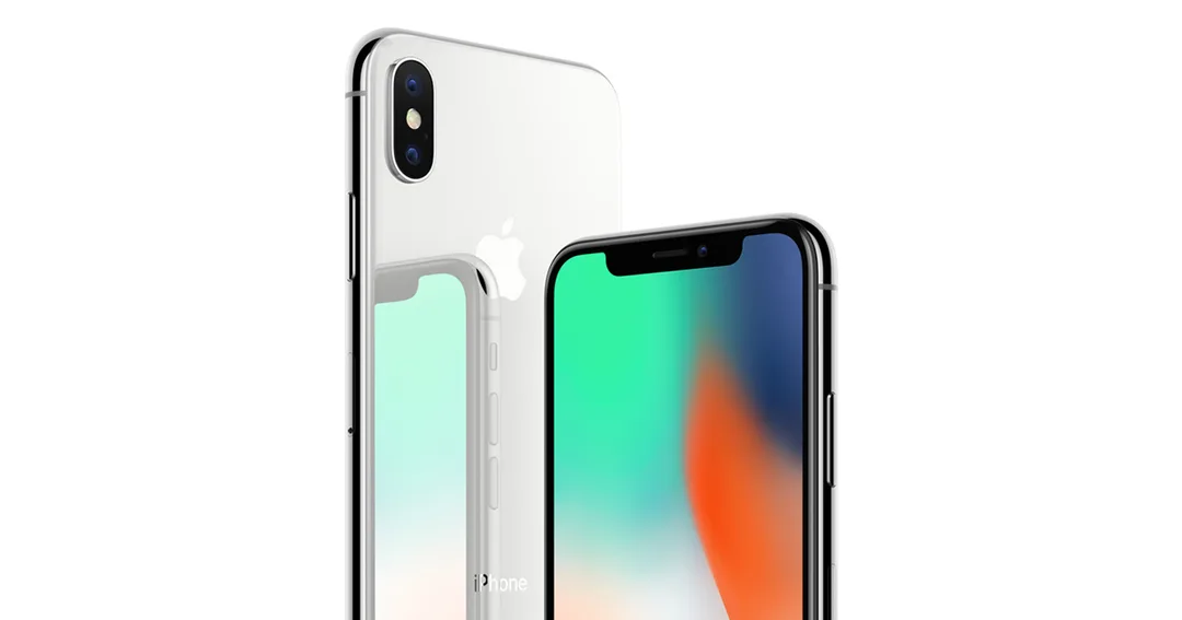銀色同太空灰 iPhone X 前後機身並排,展示前後玻璃同金屬中框設計