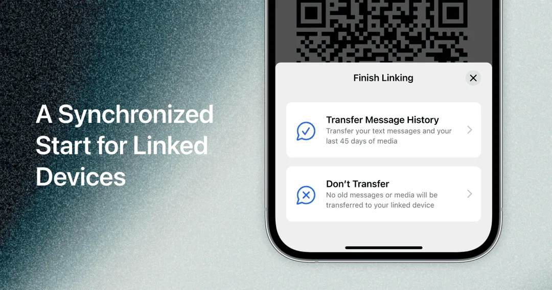 Signal 連接新裝置時揀同步聊天記錄嘅畫面