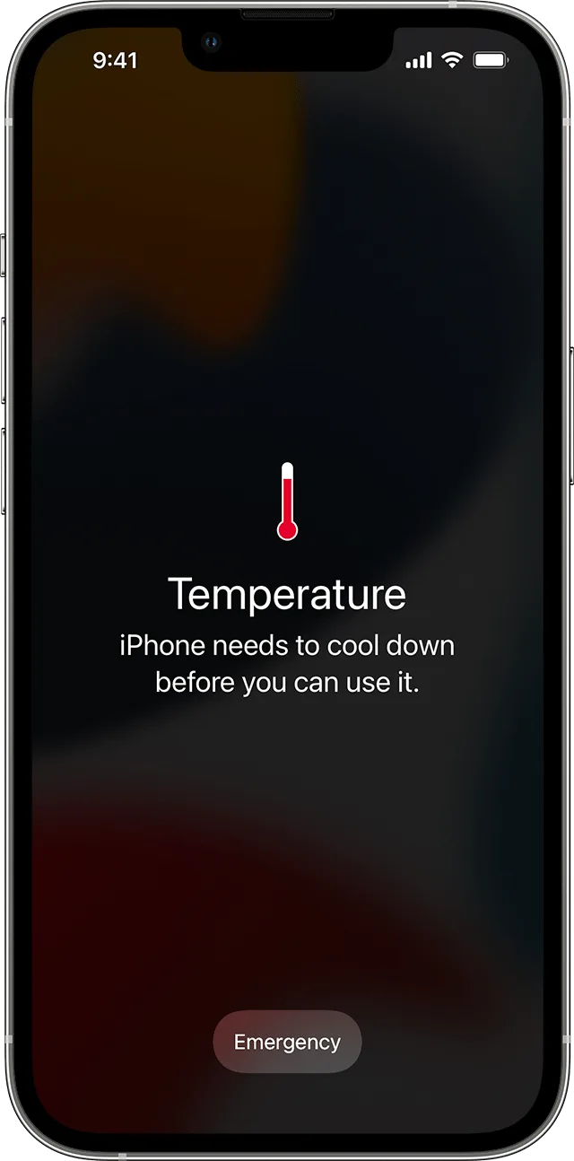 iPhone 畫面顯示溫度過高，要等手機冷卻先再使用嘅警告