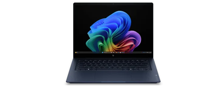 HP OmniBook X 14 吋手提電腦打開屏幕嘅官方產品圖
