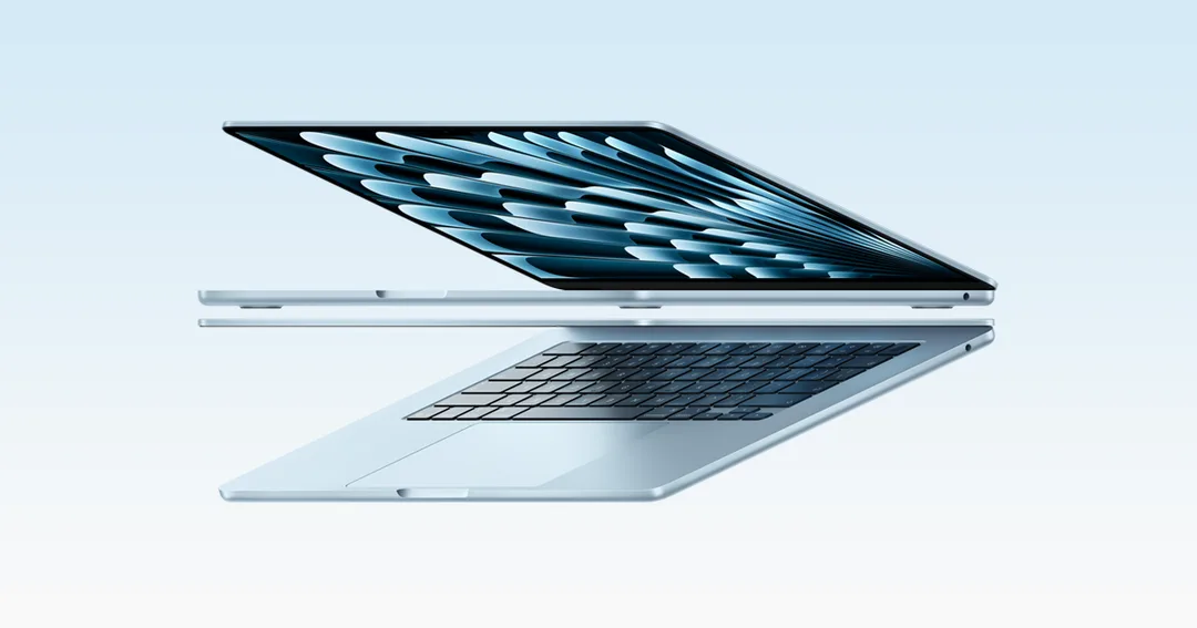 多部唔同顏色嘅 MacBook Air 排列展示