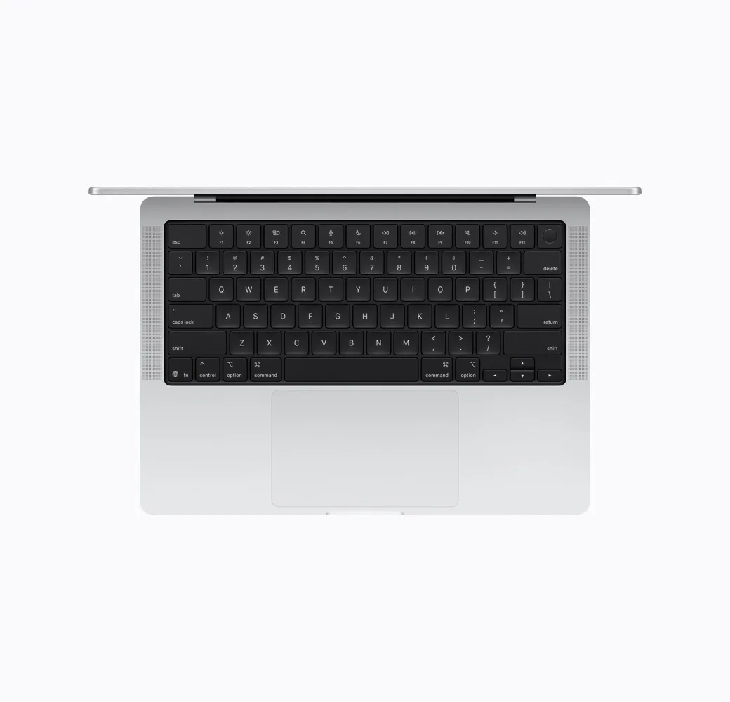 一部打開咗嘅銀色 MacBook 官方產品圖片