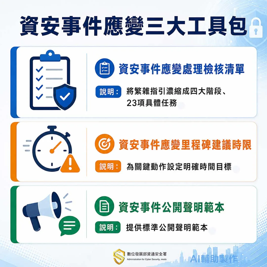 台灣資安署列出事故檢核清單、建議時限同公開聲明範本三套工具