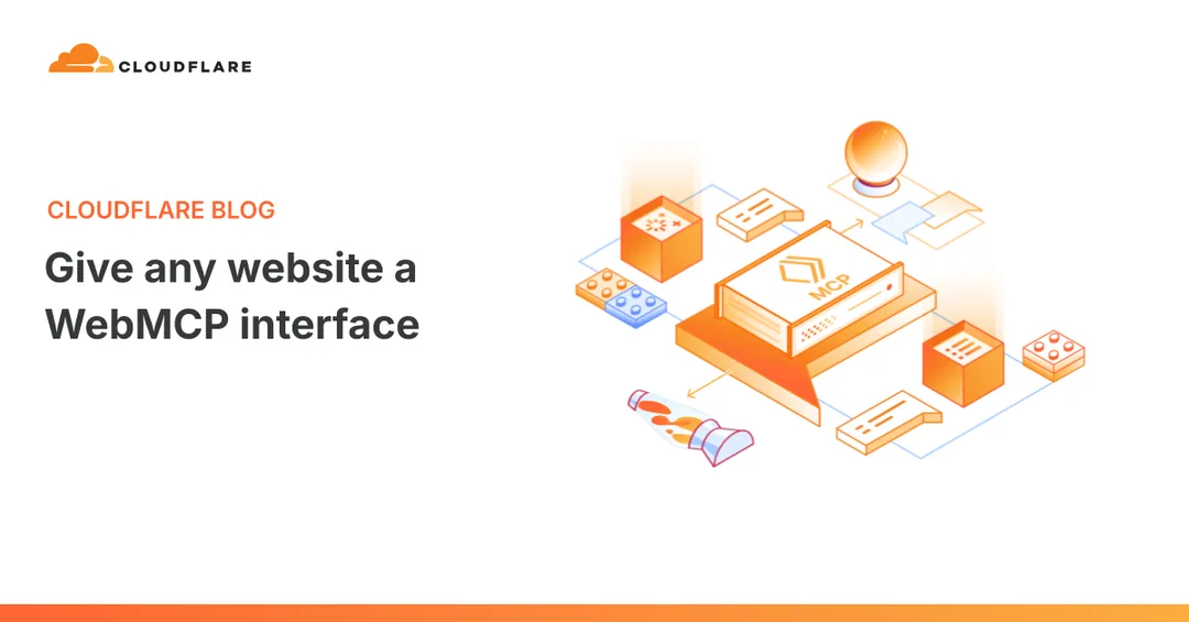 Cloudflare WebMCP 官方文章配圖,以網站畫面同工具模組示意 agent 接駁網站功能