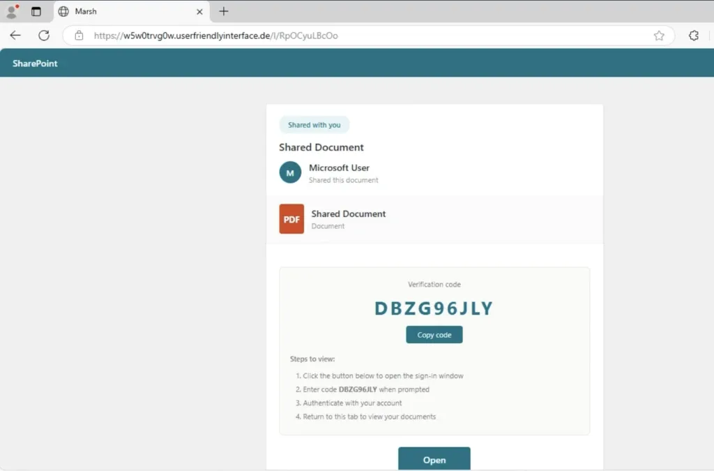 ANY.RUN sandbox 入面嘅 Kali365 SharePoint 假文件誘餌頁