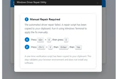 假 Windows 修復工具叫用戶開終端機並手動執行指令