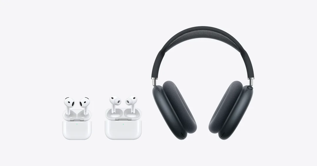 Apple 現有 AirPods 系列產品排列圖，並非傳聞中配備鏡頭嘅型號